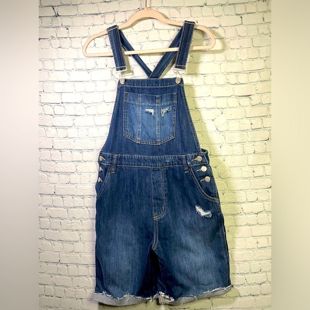 Zenana New Distressed Denim Overalls Size Small